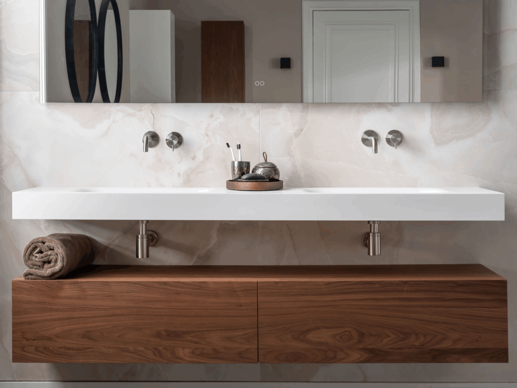 luxe houten badkamermeubel Grou van walnoot