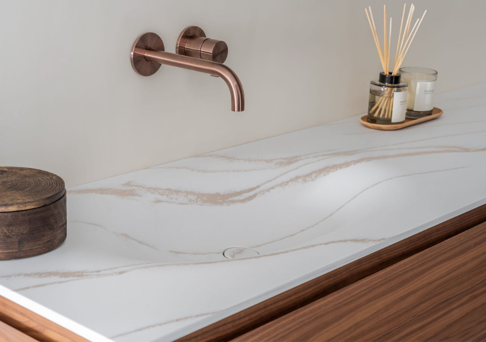 Texel wastafel in marmerlook