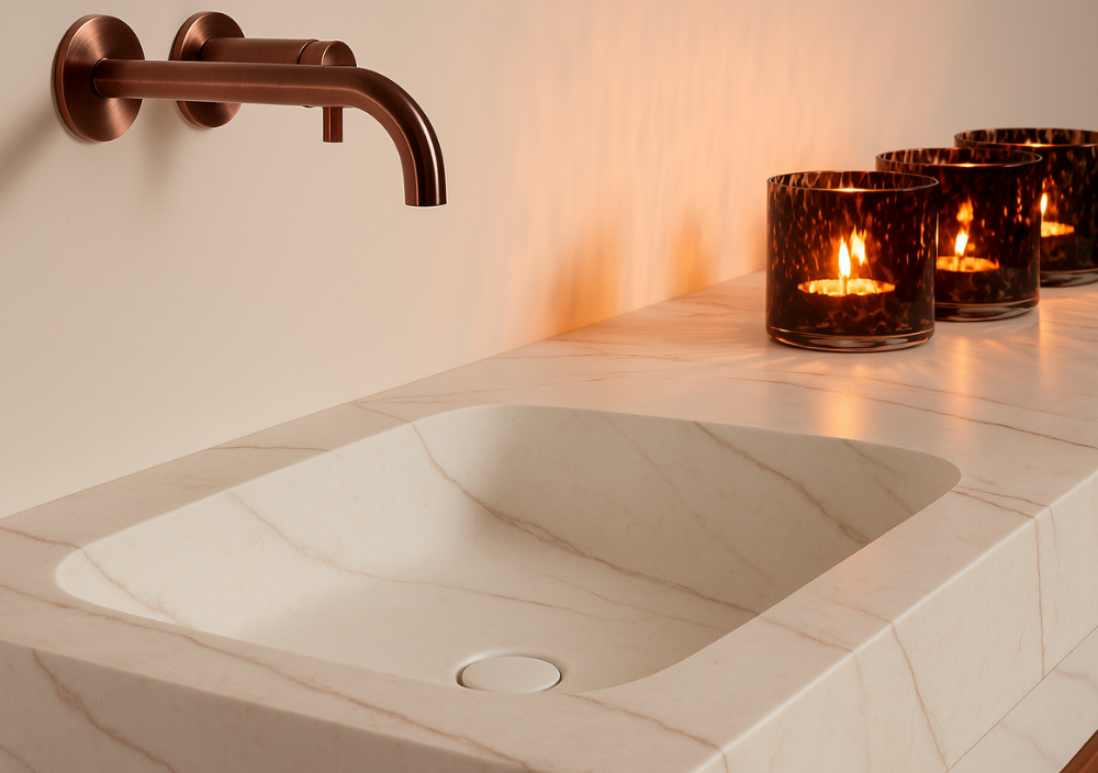 Den burg wastafel in marmerlook - 1