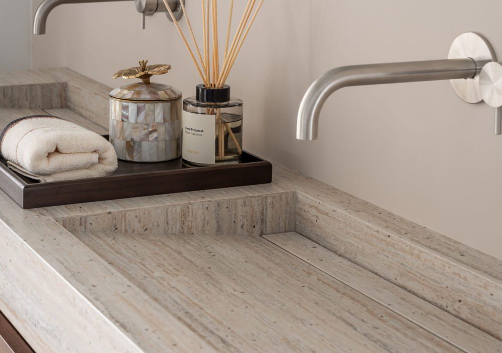 Ameland solid surface wastafel met dubbele wasbak